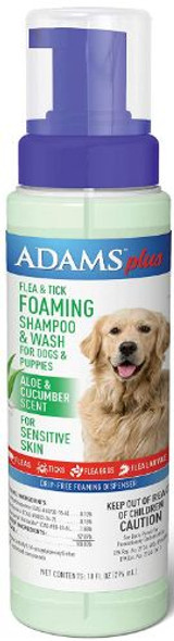 Adams Foaming Flea And Tick Shampoo with Aloe And Cucumber  10 oz