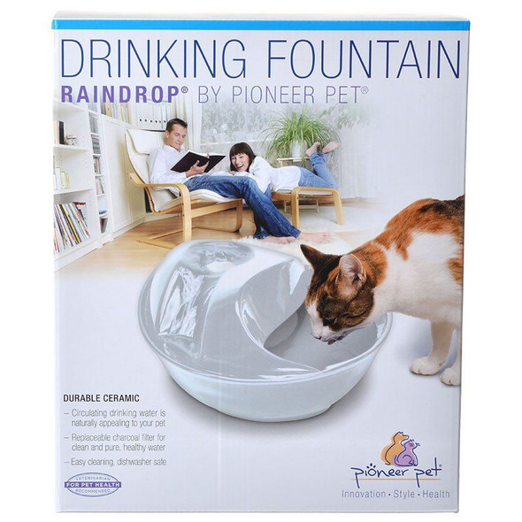 Pioneer Raindrop Ceramic Drinking Fountain - White 60 oz