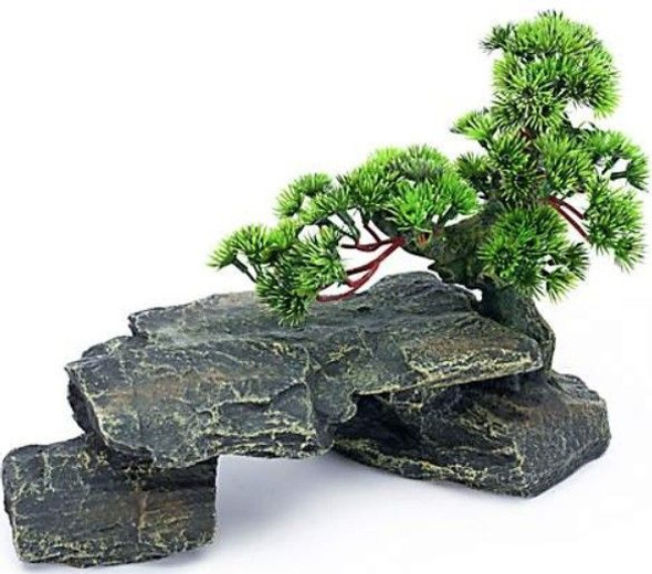 Penn Plax Bonsai Tree on Rocks Aquarium Ornament 13 x 6 x 9