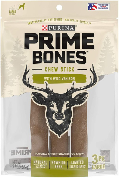 Purina Prime Bones Dog Chew Filled with Wild Venison Large 9.7 oz