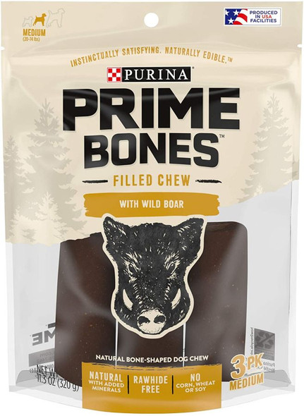 Purina Prime Bones Dog Chew Filled with Wild Boar Medium 11.3 oz