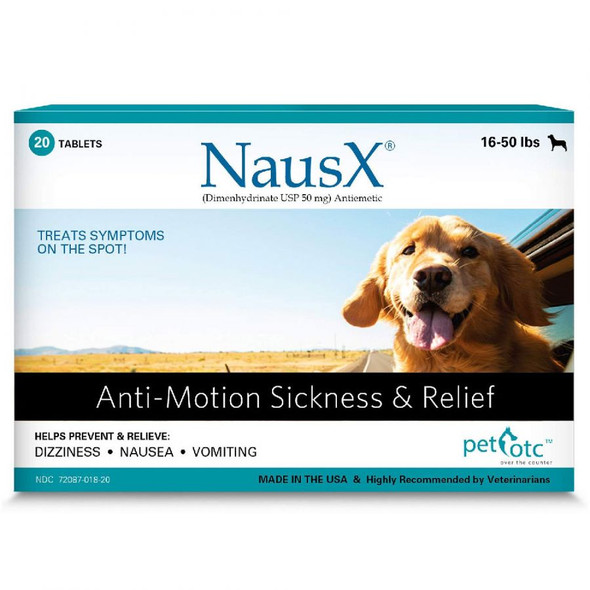 Pet OTC NausX Anti-Motion Sickness Treatment for Dogs 16-50 lbs 20 count