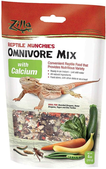 Zilla Reptile Munchies - Omnivore Mix with Calcium 4 oz