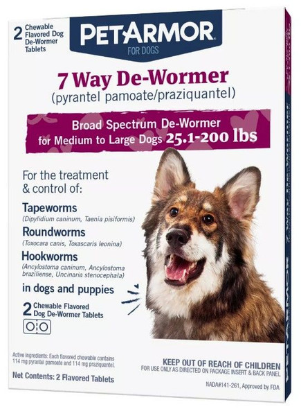 PetArmor 7 Way De-Wormer for Medium to Large Dogs (25.1-200 Pounds) 2 count