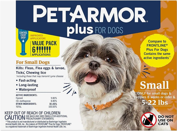 PetArmor Plus Flea and Tick Topical Treatment for Small Dogs 4-22 lbs 3 count