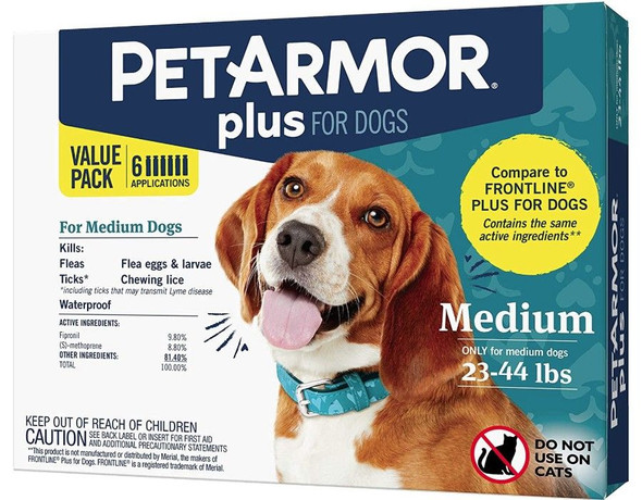 PetArmor Plus Flea and Tick Treatment for Medium Dogs (23-44 Pounds) 6 count