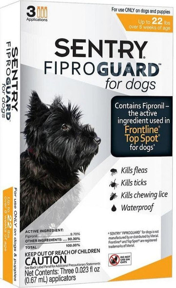 Sentry FiproGuard for Dogs Dogs up to 22 lbs (3 Doses)