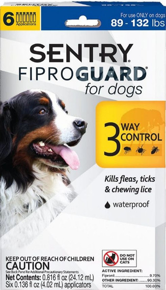 Sentry FiproGuard for Dogs Dogs 89-132 lbs (6 Doses)