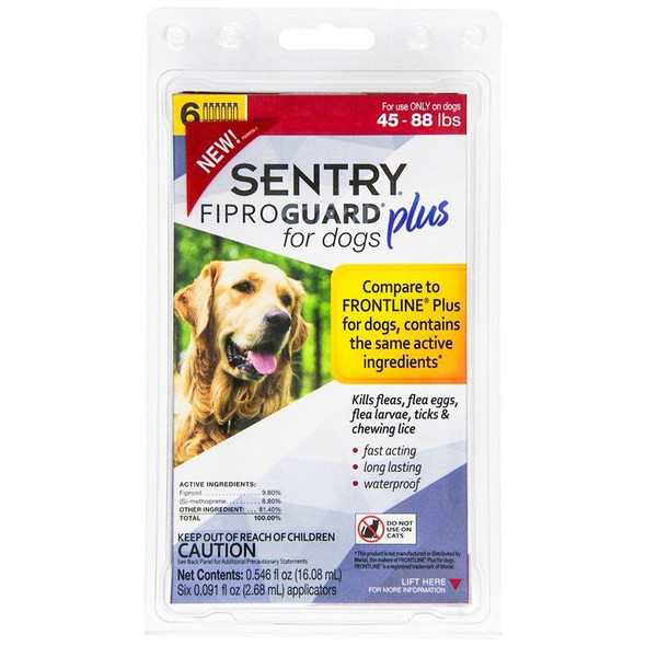 Sentry Fiproguard Plus IGR for Dogs & Puppies Large - 6 Applications - (Dogs 45-88 lbs)