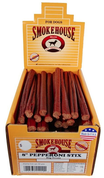 Smokehouse Pepperoni Stix 8 Dog Treat with Display Box 60 count (6 x 10 ct)