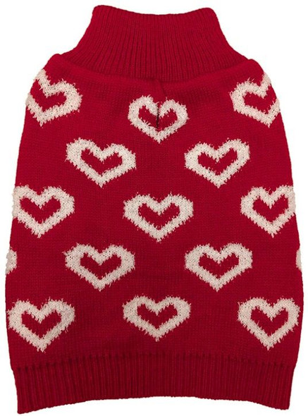 Fashion Pet All Over Hearts Dog Sweater Red Large