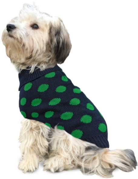 Fashion Pet Contrast Dot Dog Sweater Green Small