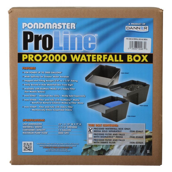 Pondmaster Pro Series Pond Biological Filter & Waterfall Pro 2000 - (15L x 12W x 11.25H)