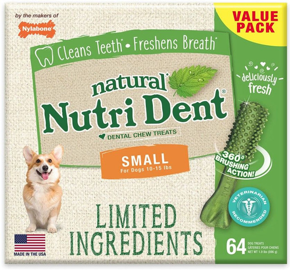 Nylabone Natural Nutri Dent Fresh Breath Dental Chews - Limited Ingredients - 2699