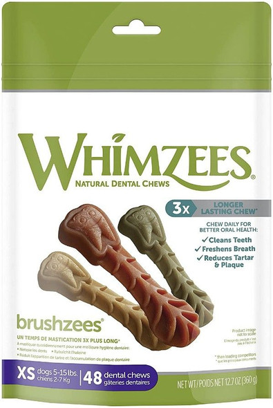 Whimzees Brushzees Dental Treats - X-Small 48 Count