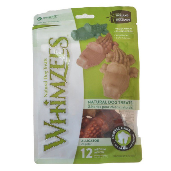 Whimzees Natural Dental Care Alligator Dog Treats Medium - 12 Pack - (Dogs 25-40 lbs)