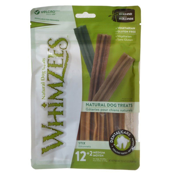 Whimzees Natural Dental Care Stix Dog Treats Medium - 14 Pack - (Dogs 25-40 lbs)