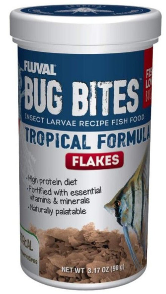 Fluval Bug Bites Insect Larvae Tropical Fish Flake 3.17 oz