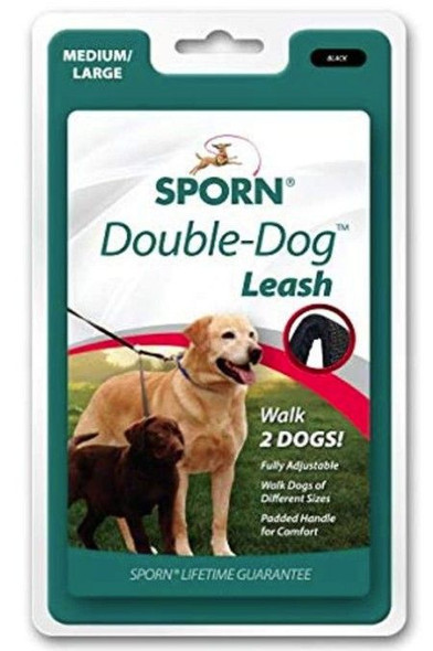 Sporn Double Dog Leash Fully Adjustable for Medium / Large Dogs Black 1 count