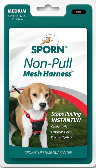 Sporn Non Pull Mesh Harness for Dogs - Black Medium