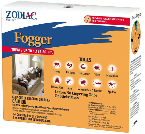Zodiac Flea & Tick Fogger 3 oz Cans (3 Pack)