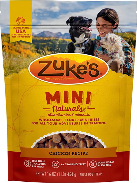Zukes Mini Naturals Dog Treat - Roasted Chicken Recipe 1 lb