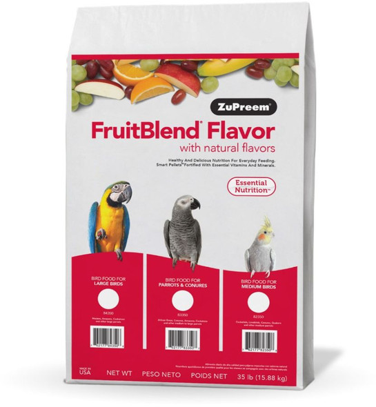 ZuPreem FriutBlend with Natural Fruit Flavors Pellet Birds Food for Parrots and Conures 35 lbs