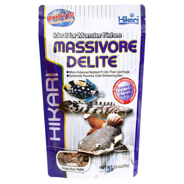 <body><p>Hikari Massivore Delite Nuggets Scientific diet for super-sized carnivorous fish. Large, easy-to-feed sinking pellets reduce parasite or bacteria transfer common with live foods. Nutritionally complete to offer higher levels of necessary vitamins and minerals. Great for large catfish.</p></body>