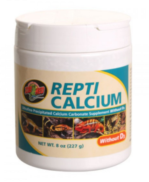 Repti-Calcium without D3 is an ultra fine precipitated calcium carbonate supplement. It is a phosphorus-free calcium supplement for reptiles and amphibians. It has a unique shape/high surface area per gram resulting in increased calcium bioavailability.