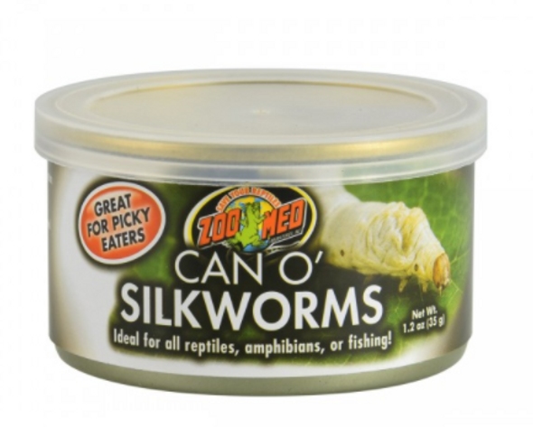 A source of important amino acids, this healthy and delicious can of silkworms about 1 in size, for a various medium and large sized reptiles and amphibians.