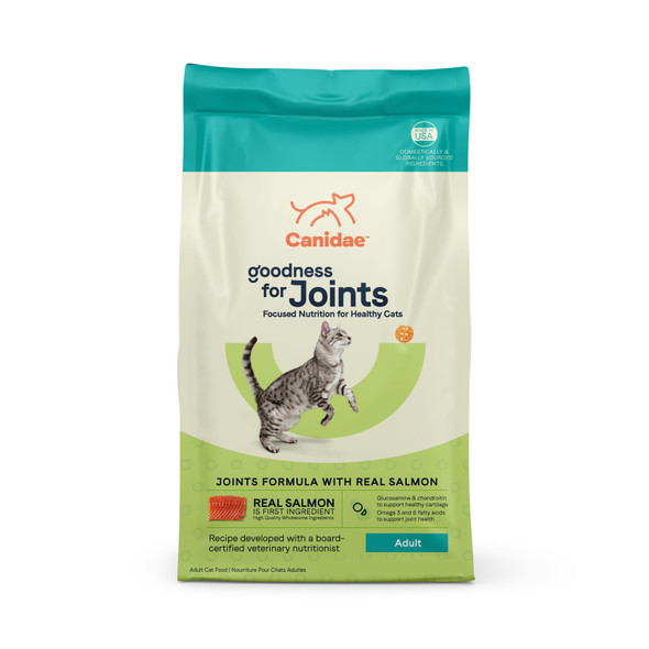 <body><p>Canidae goodness dry cat food is a health-first line formulated specifically to support healthy adult cats. Developed in partnership with a board-certified veterinary nutritionist, each bite is packed full of ingredients scientifically proven to provide focused nutrition for your cat. Each formula has real poultry or fish as the first ingredient and is composed of high-quality, wholesome ingredients. Made in the USA with domestic and globally sourced ingredients.</p><ul><li>Health-first line formulated specifically to support healthy adult cats</li> <li>Ingredients scientifically proven to provide focused nutrition for your cat</li> <li>Real poultry or fish is the first ingredient</li> <li>Composed of high-quality, wholesome ingredients</li> <li>Made in the USA with domestic and globally sourced ingredients</li></ul></body>