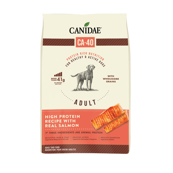 <body><p>CANIDAE premium dry dog food is made with real food ingredients, and wholesome grains, so your dog gets a complete, well-rounded meal crafted with their health and well-being at the forefront. CANIDAE recipes always begin with real meat or fish first (Chicken, Beef, Salmon, Turkey, or Lamb), paired with wholesome grains like brown rice, oatmeal, barley and rice bran. Every recipe includes high-protein ingredients for lean, strong muscles, added probiotics for easy digestion, vitamins/minerals and hard-working antioxidants for overall health and fatty acid blends for healthy skin and coat. Formulated for adult, large breed and puppies, there is a CANIDAE food that is perfect for your pup.</p><ul><li>Made with real food ingredients, and wholesome grains</li> <li>High protein formula</li></ul></body>