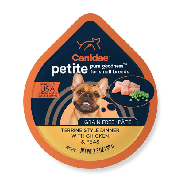 <body><p>CANIDAE Grain Free PURE Petite wet formulas use simple, limited ingredient recipes for sensitive small dogs. Your pampered pooch will enjoy choosing from a menu of deliciously prepared dishes. And you'll enjoy indulging your petite companion knowing that each portion is filled with great tasting, premium nutrition.</p><ul><li>Limited ingredient recipe</li> <li>Grain-free</li> <li>For sensitive small breed dogs</li></ul></body>