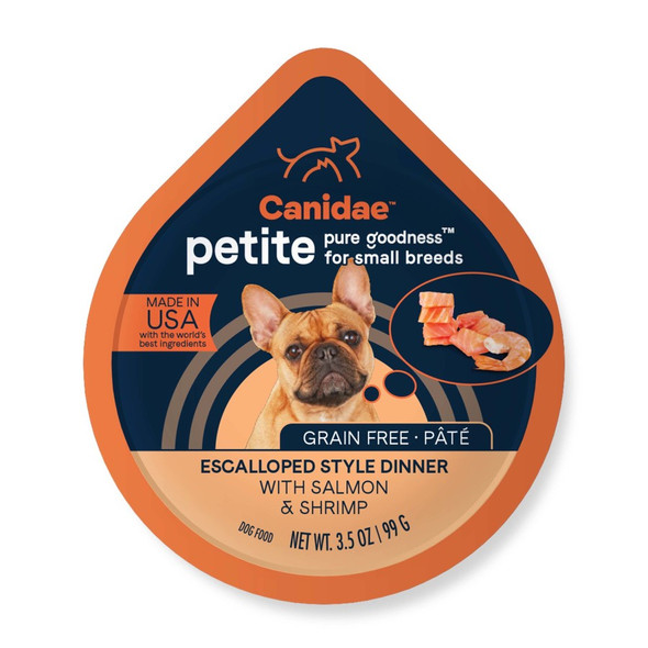 <body><p>CANIDAE Grain Free PURE Petite wet formulas use simple, limited ingredient recipes for sensitive small dogs. Your pampered pooch will enjoy choosing from a menu of deliciously prepared dishes. And you'll enjoy indulging your petite companion knowing that each portion is filled with great tasting, premium nutrition.</p><ul><li>Limited ingredient recipe</li> <li>Grain-free</li> <li>For sensitive small breed dogs</li></ul></body>