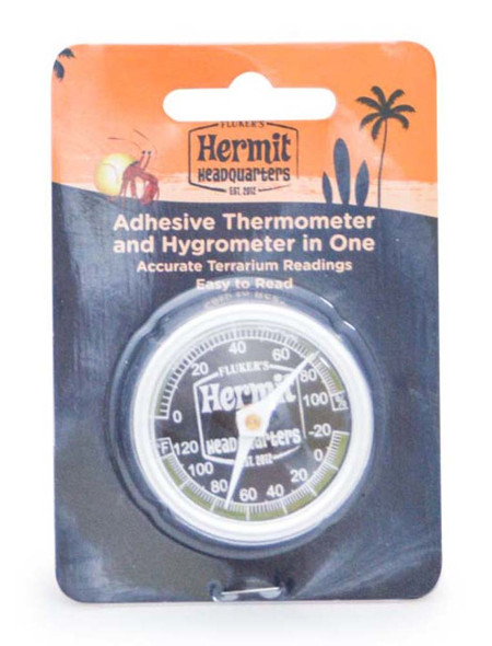 <body><p>Fluker's Thermometer - Hygrometer Combo helps you establish an appropriate Environmental Temperature Range ETR within your pet's enclosure. 78-82 degrees F and 60-80% Humidity for most Hermit Crabs Fluker recommends using two thermometers mounted at opposite ends of the enclosure to help you monitor the ETR regularly. Directions: Attach combo dial to the inside of your Hermit Crabs enclosure.</p></body>