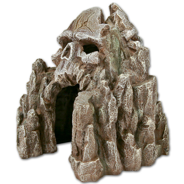 <body><p>Blue Ribbon Exotic Environments Skull Mountain Tall Grey 5.5 x 5 x 10 inches. Skeleton heads eerily carved right into the side of a tall mountain scape, how much more could you ask for in scary? A cool and creepy addition to any aquarium or terrarium.</p></body>