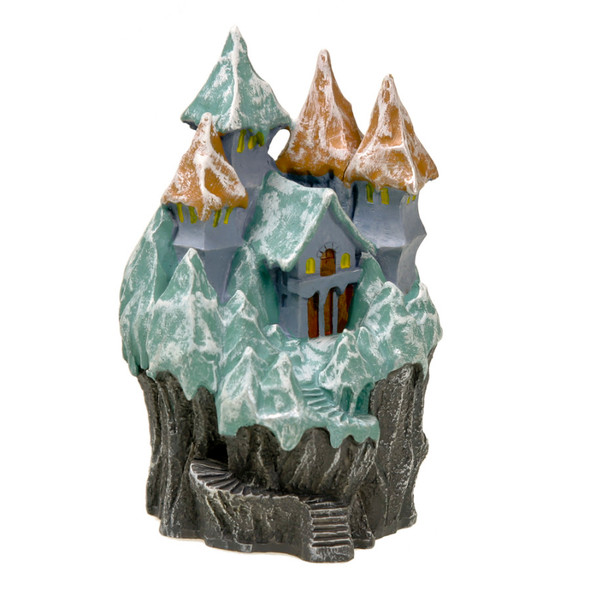 <body><p>Authentically hand-painted in realistic detail, this is an ideal aquarium decoration. Perched atop a mountain ledge dusted with snowy tips, this kingdom castle sits quietly among the mountain tops waiting for visitors. Safe for all terrariums & aquariums, freshwater & saltwater.</p></body>