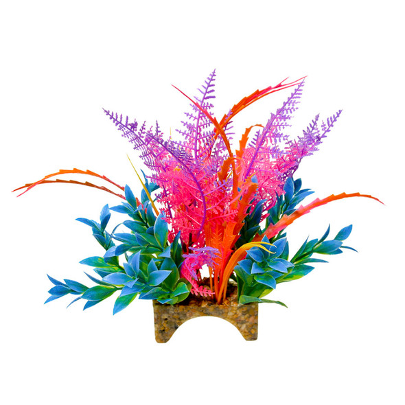 <body><p>This natural looking plant & flower garden will anchor nicely into any aquarium or terrarium substrate with it's polyresin arch base. Filled with colorful soft plastic leaves & branches that are sturdy enough to stand up on their own, but soft enough to sway in the water. Safe for fresh or salt water, great for terrariums. Non toxic.</p></body>