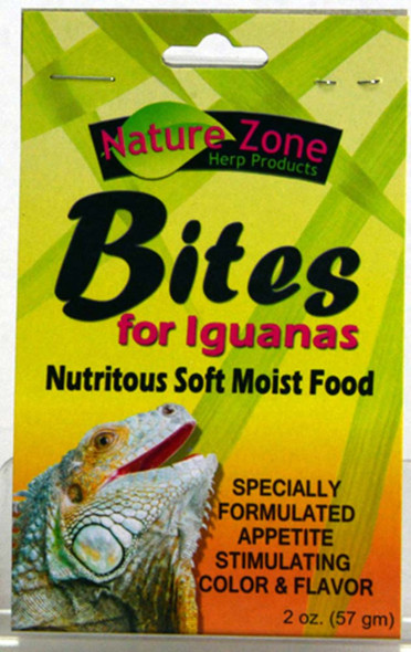<body><p>Nature Zone Iguana Nutri Bites is a soft, moist Passion Fruit flavored food. This ready to eat food is high in protein, calcium,and essential nutrients. It is colored a light green which Iguanas are attracted to. It is Passion Fruit flavored to keep their interest.</p></body>