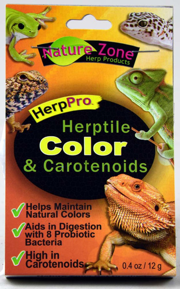 <body><p>Specially formulated to easily provide your herp with the nutritious ability to bring out their true and natural color. High in carotenoids and xanthophlls, organic pigments products in their natural in-the-wild diet. Combined with essential probiotics, your hepr will be healthy and able to display it's natural coloring.</p></body>