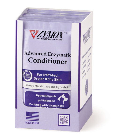 <body><p>New hypoallergenic ZYMOX Advanced Enzymatic Conditioner provides soothing conditioning for irritated, dry, or itchy skin. Formulated to soothe, hydrate, and relieve problematic skin of pets of any age. Features the patented LP3 Enzyme System, a concentrated combination of enzymes, and enriched with oat extract and vitamin D3 to form a moisturizing protective layer to support healthy skin and coat. pH balanced and safe for animals of all ages. May be lightly rinsed off or left on to dry. Dries non-greasy. Non-toxic. Paraben and silicone free.</p><ul><li>New hypoallergenic ZYMOX Advanced Enzymatic Conditioner provides soothing conditioning for irritated, dry, or itchy skin</li> <li>Formulated to soothe, hydrate, and relieve problematic skin of pets of any age</li> <li>Features the patented LP3 Enzyme System, a concentrated combination of enzymes, and enriched with oat extract and vitamin D3 to form a moisturizing protective layer to support healthy skin and coat. pH balanced and safe for animals of all ages</li> <li>May be lightly rinsed off or left on to dry</li> <li>Dries non-greasy</li> <li>Non-toxic</li> <li>Paraben and silicone free</li></ul></body>