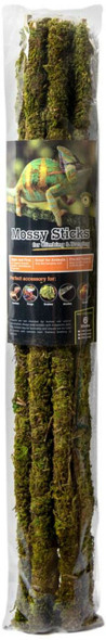 <body><p>Galapagos Mossy Sticks are made with real preserved moss and a solid wood core. They are bendable to accommodate various terrarium sizes yet firm enough to support Chameleons, Geckos, Tree Frogs, and Climbing Reptiles. They are perfect for hanging out! Use them in bird cages as perches for all birds. Each package comes with 6 stakes, so have fun and be creative!</p></body>