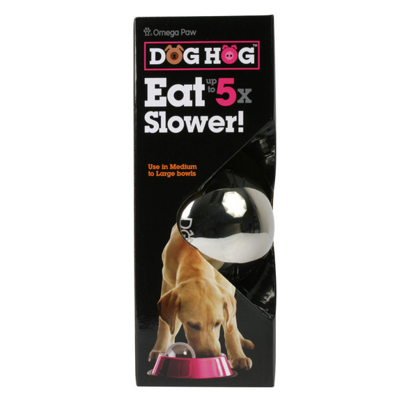<body><p>Simply place the Dog Hogâ„¢ into the dog bowl. Watch and be amazed at how the Dog Hogâ„¢ slows down how fast a dog eats and drinks from their bowls. The Dog Hogâ„¢ works in any bowl and is available in Stainless Steel, which of course makes them dishwaher safe.</p><ul><li>Slows down how fast a dog eats and drinks from their bowls</li> <li>Works in any bowl</li> <li>Dishwaher safe</li></ul></body>