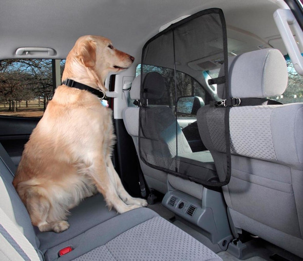 <body><p>Our Front Seat Net Pet Barrier keeps pets from inviting themselves into the front seat, thus reducing driver distraction and increasing safety. Our patented design uses a micro-mesh material which improves driver visibility and is guaranteed claw-proof. he netting is attached to a pop-up wire frame which keeps the net from sagging and makes it a snap to install/uninstall. A central support rod increases the net's strength and a Sta-Put device helps hold the net firmly in place. Designed to fit all vehicles with headrests, from sedans to full-size SUVs. Comes complete with storage pouch. The Front Seat Net Barrier works excellent in tandem with our Bench Seat Cover or Hammock Seat Cover.</p></body>
