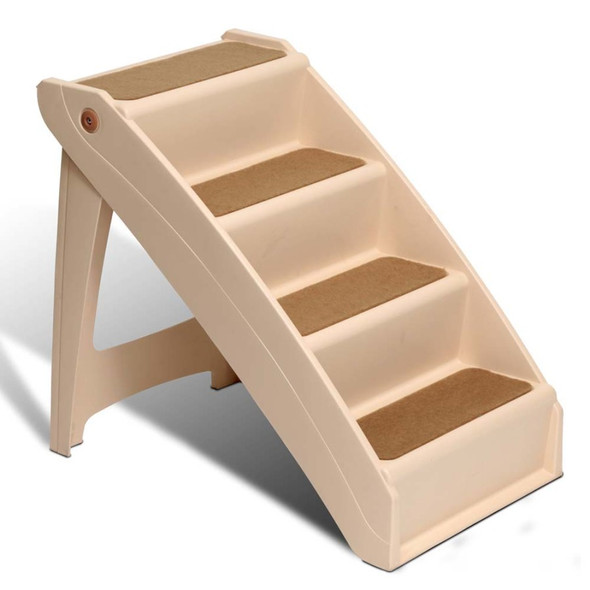 <body><p>Super lightweight at only 5lbs, the unique construction of these stairs supports over 120 lbs. There is no assembly required, and they fold down for easy storage. Safety siderails are built into the design so your pet can climb up and down with confidence. Perfect size for couches or beds, and non-skid feet are included. The stairs can also be used for pets needing help into vehicles.</p></body>