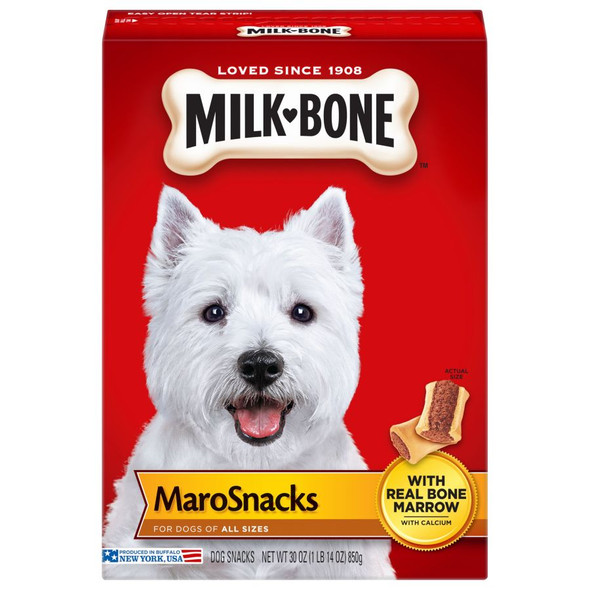 <body><p>Milk-Bone MaroSnacks combine the crunchy texture of a biscuit with the delicious taste of real bone marrow. Prepared with care by the makers of Milk-Bone dog snacks, these tasty treats will give your dog the simple, genuine joy that your dog gives you every day. (Formerly Original Dog Treats.)</p><ul><li>Wholesome, delicious treats that you can feel good about giving</li> <li>Tasty and nutritious with real bone marrow</li> <li>Rich in calcium to help maintain strong teeth and bones</li></ul></body>