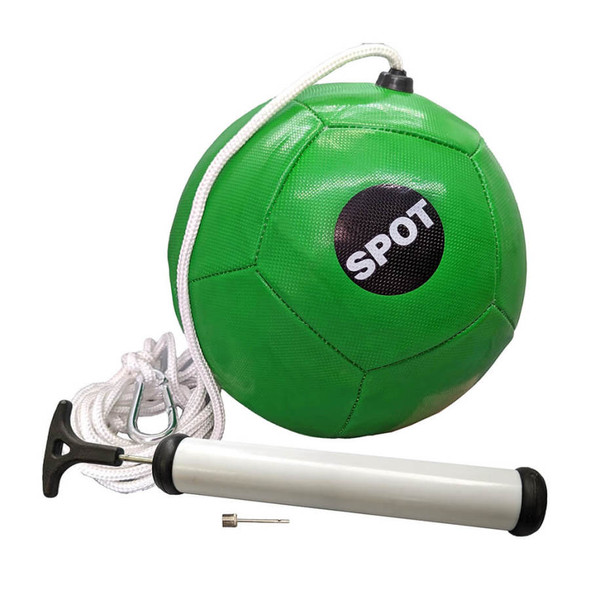 <body><p>Our Spot Tether Ball is an interactive dog toy made for active lifestyles. The 10 foot rope tether makes it easy to hang from most trees or a pole. Made from a synthetic leather for durability.Pump included.</p><ul><li>Interactive dog toy made for active lifestyles</li> <li>10 foot rope tether makes it easy to hang from most trees or a pole</li> <li>Made from a synthetic leather for durability</li> <li>Pump included</li></ul></body>