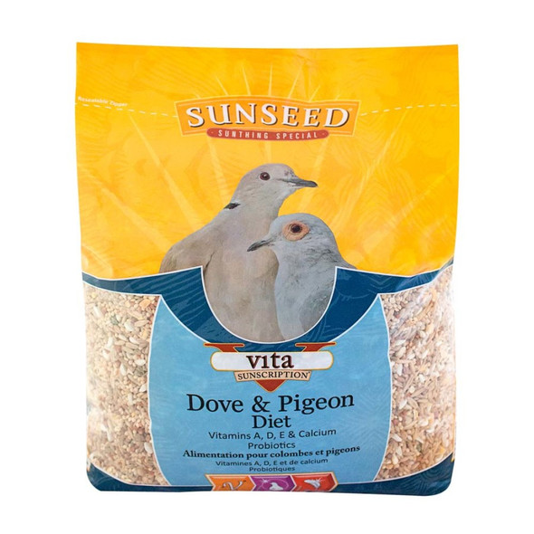 <body><p>Vita Sunscription Dove & Pigeon Diet is nutritionally fortified and made especially for Doves & Pigeons. This formula has a high bioavailability of key nutrients and is fortified with Vitamins, Minerals and Omega Fatty Acids to help keep your pet bird healthy and happy.</p></body>