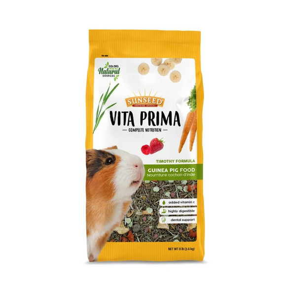 <body><p>As part of the family, a good quality diet is just as important for your pet as it is for the rest of the household. Thatâ€™s why we created Vita Prima Guinea Pig Food to have all the essentials for your pet to live a happy and healthy life. With vitamin-fortified timothy pellets and a blend of wholesome grains, fruits, and vegetables, Vita Prima has all the nutrients guinea pigs need, natural flavors they want, and the variety to inspire their natural foraging instincts.</p></body>