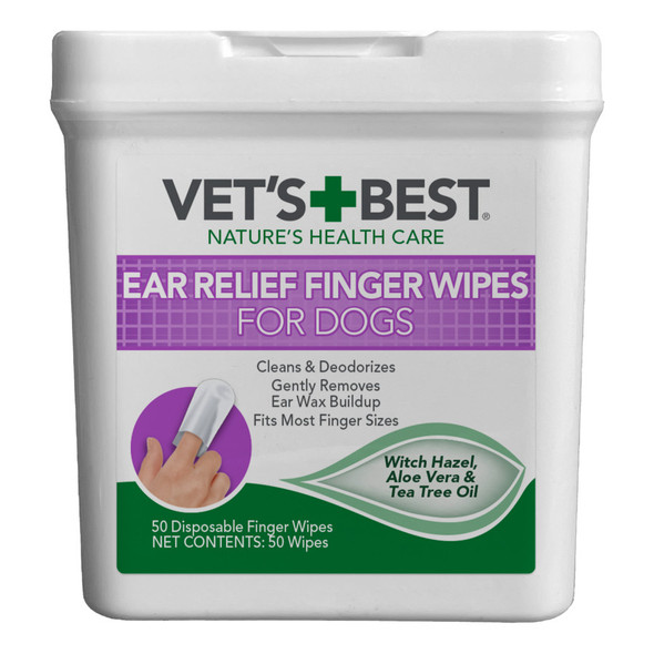 <body><p>A dogâ€™s ears are very sensitive, regardless of breed or size and must be cleaned very carefully. Regular use of Vetâ€™s BestÂ® Ear Relief Finger Wipes will help to safely & gently remove wax buildup, dirt and discharge which can cause odor. This specially designed product allows the pet owner to be guided by their own touch when cleaning their pet's ears.</p><ul><li>Cleans and deodorizes</li> <li>Gently removed ear wax buildup</li> <li>Fits most finger sizes</li> <li>Witch haxel, aloe vera, and tea tree oil</li></ul></body>